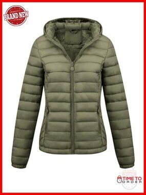 Women's Quilted Lightweight Jacket Puffer Coat Bubble Spring Winter Hooded